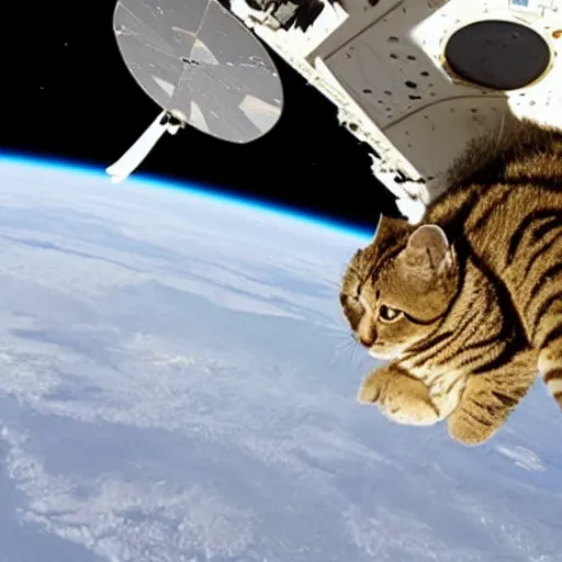 Image similar to NASA'S cat flying over the space, photo