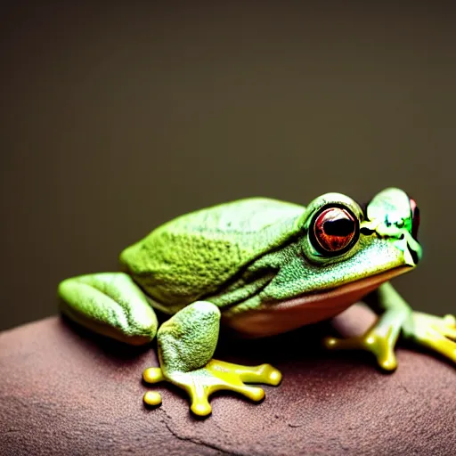 Image similar to beatiful photograph of cute raw clay frog, simple background, natural lighting, 4 k, award - winning