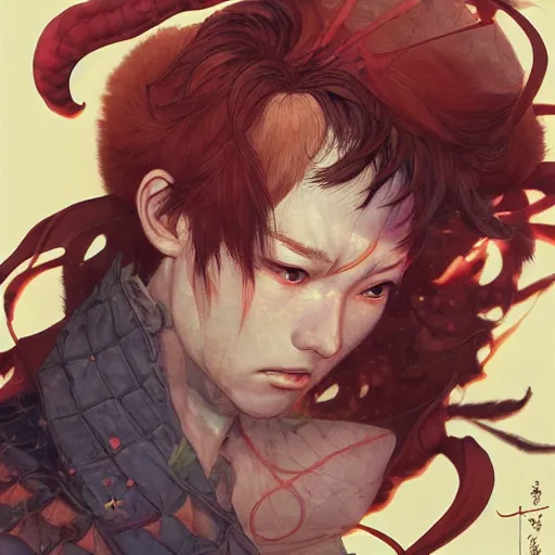 Image similar to prompt : fighter portrait soft light painted by james jean and katsuhiro otomo and erik jones, inspired by evangeleon anime, smooth face feature, intricate oil painting, high detail illustration, sharp high detail, manga and anime 1 9 9 0