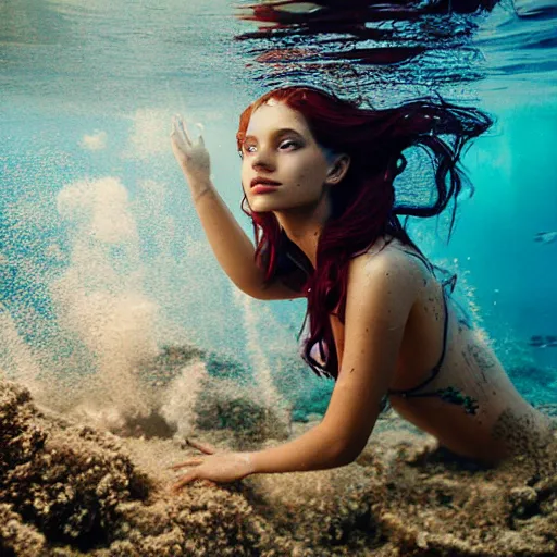 Prompt: Beautiful cinematic photo of a mermaid