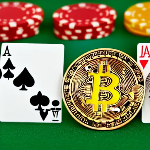 Image similar to gambling tokens as bitcoin, 3 d, photo from las vegas parano mobile