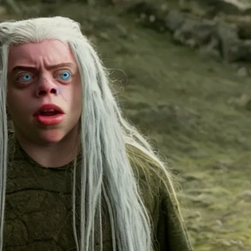 Image similar to billie eilish as an ugly troll in lord of the rings 4 k