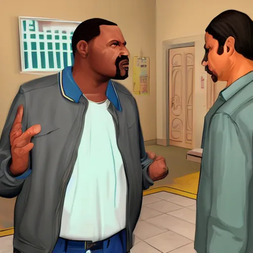 Prompt: cj from gta san andreas talking to the president of argentina alberto fernandez