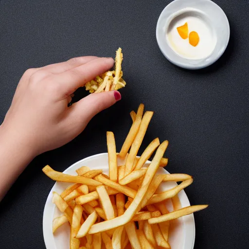 Image similar to detailed photo of a hamster eating fries, fancy restaurant, various poses, full body, unedited, soft light, dof 8 k