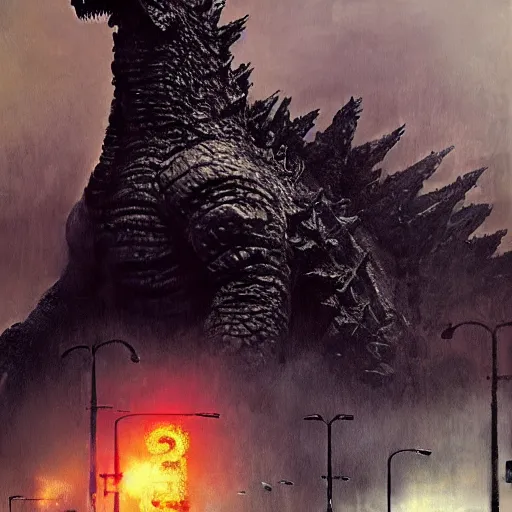 Image similar to godzilla 2 0 1 4 by jeremy mann