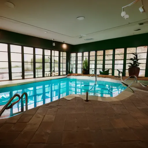 Image similar to dslr photograph of a liminal space indoor pool