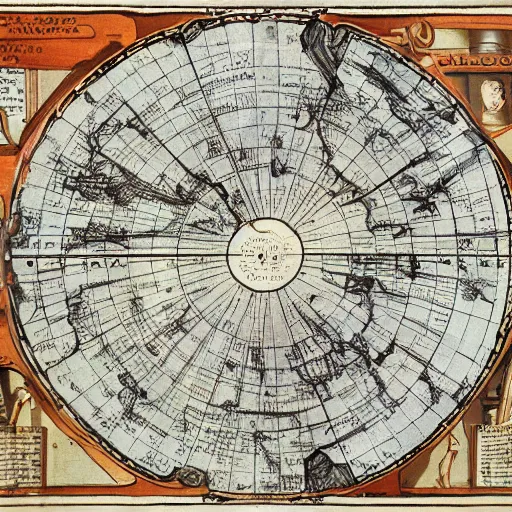 Prompt: ancient navigation map, illustration