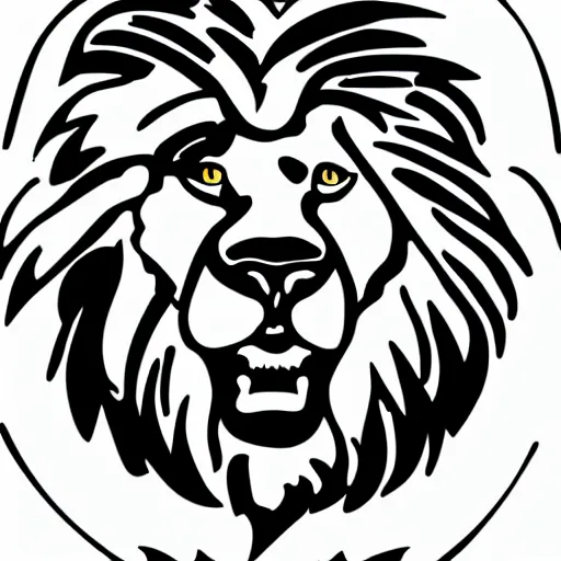 Prompt: a vector drawing in black and white of a proud lion in a suit and a lilly on its lapel