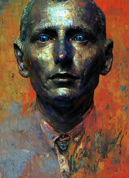 Image similar to a sculpture portrait made of material and electronic and molecules and atoms, painting part by wojciech siudmak, part by ilya repin, part by max ernst, part by norman rockwell, artstation