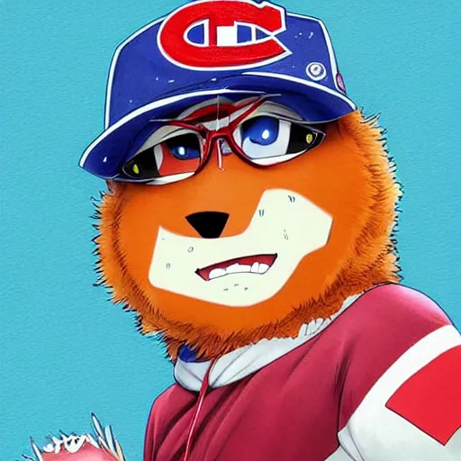 Image similar to anime Portrait of Youppi the Habs Montreal Canadiens Mascot as a very cute powerful and friendly pokemon, highly detailed anime, high evolution, 1990s, legendary, smooth, sharp focus, dynamic lighting, intricate, trending on ArtStation, illustration pokemon, art by WLOP