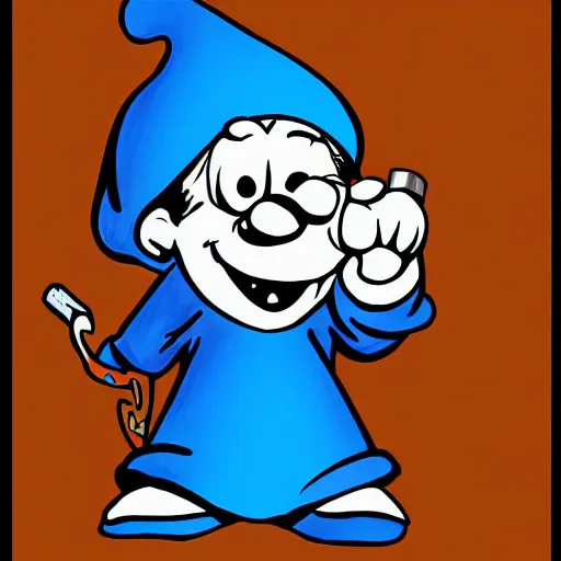 Image similar to papa smurf comic - book drawing from mad - magazine pen and ink with full - color artwork, vector svg