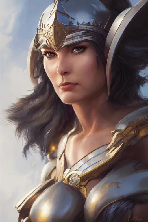 Image similar to amazon valkyrie athena, d & d, fantasy, portrait, highly detailed, headshot, digital painting, trending on artstation, concept art, sharp focus, illustration, art by artgerm and greg rutkowski and magali villeneuve