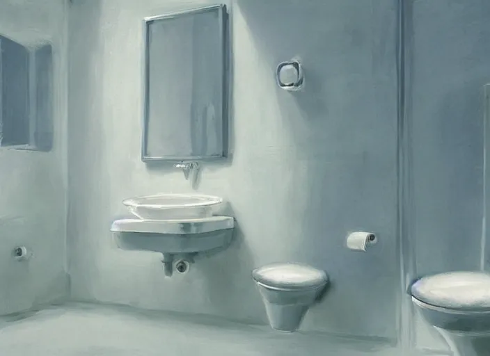 Image similar to placid pastel morning cute painterly fluffy bathroom trending on pixiv