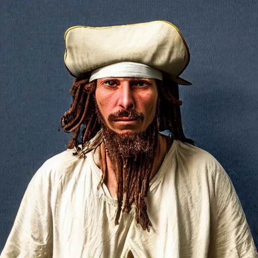 Image similar to a 1 4 0 0 s pirate in a modern mugshot