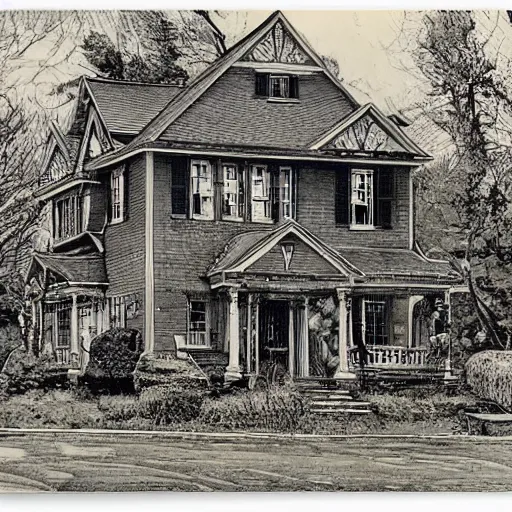 Image similar to suburban house by ed fairburn, joseph clement coll, franklin booth