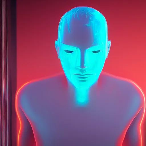 a human made out of rain, glowing neon, rendered in | Stable Diffusion ...