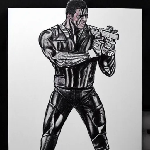 Image similar to pencil sketch of the rock as terminator ( 1 9 8 4 )