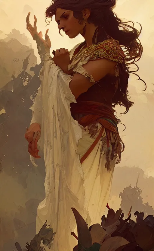 Prompt: a personification of the country iran, highly detailed, digital painting, artstation, concept art, sharp focus, illustration, art by greg rutkowski and alphonse mucha