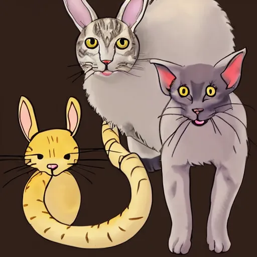 Image similar to chimera of cat and rabbit and ferret