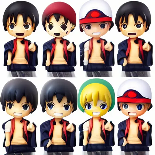 Image similar to high quality portrait flat matte painting of cute Shanks ， in the style of nendoroid and Toon one piece , flat anime style, thick painting, medium close-up