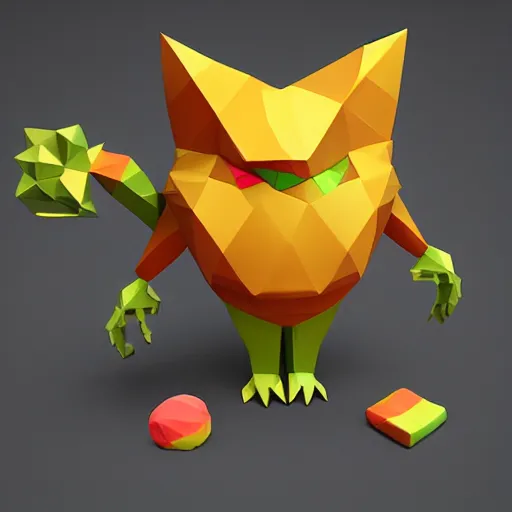 Prompt: low poly candy monster