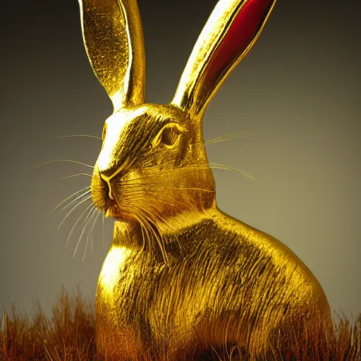 Prompt: the golden hare, by kit williams dramatic lighting, smooth, sharp focus, extremely detailed