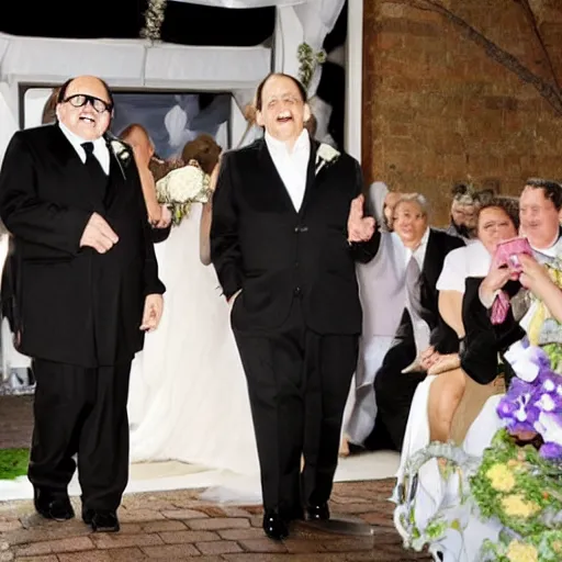 Prompt: danny devito and steve buscemi getting married