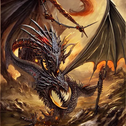 Image similar to a dragon eating a Warhammer Fantasy,High Elf,artwork