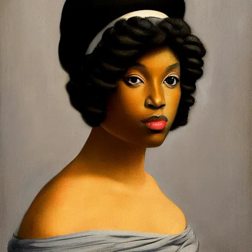 Image similar to French-Black-Royalty by Raphael, Hopper, and Rene Magritte. detailed, romantic, enchanting, trending on artstation.