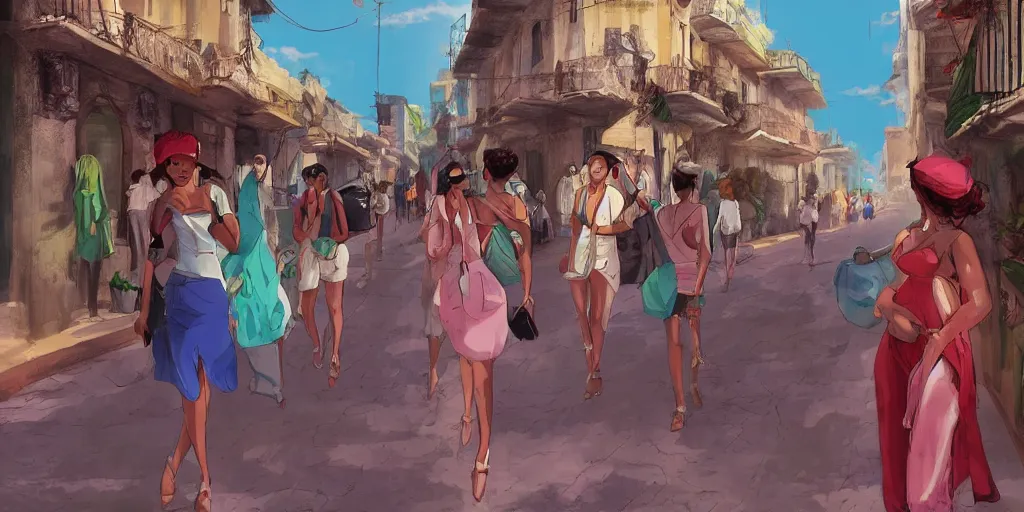 Prompt: concept art, cuban women in havana, digital anime art, good lighting