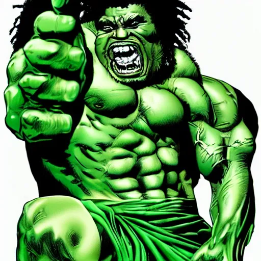 Prompt: odb from wutang is the incredible hulk by