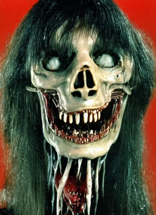 Prompt: horror practical fx of an a dismembered human with crooked teeth in the middle of a room by dario argento and david cronenberg 1 9 7 0 creepshow