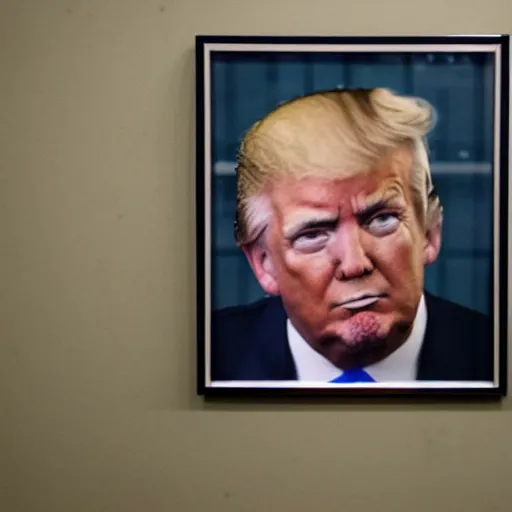 Prompt: a portrait of donald trump in a prison uniform