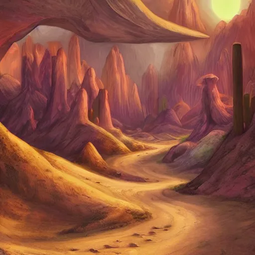 Prompt: full color fantasy art of a desert kingdom