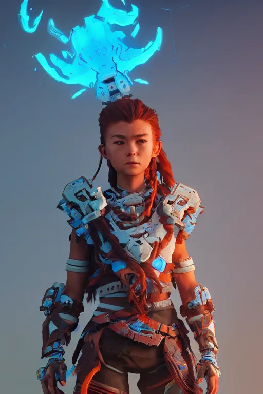 Image similar to combination suit armor aloy horizon forbidden west horizon zero dawn robot ninja mask helmet backpack tribal, aesthetic octane render, 8 k hd resolution, by ilya kuvshinov and cushart krentz and gilleard james radiating a glowing aura cgi rtx 2 0 2 2