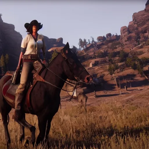 Prompt: sigourney weaver as sadie adler in the playstation 4 game red dead redemption 2, detailed screenshot