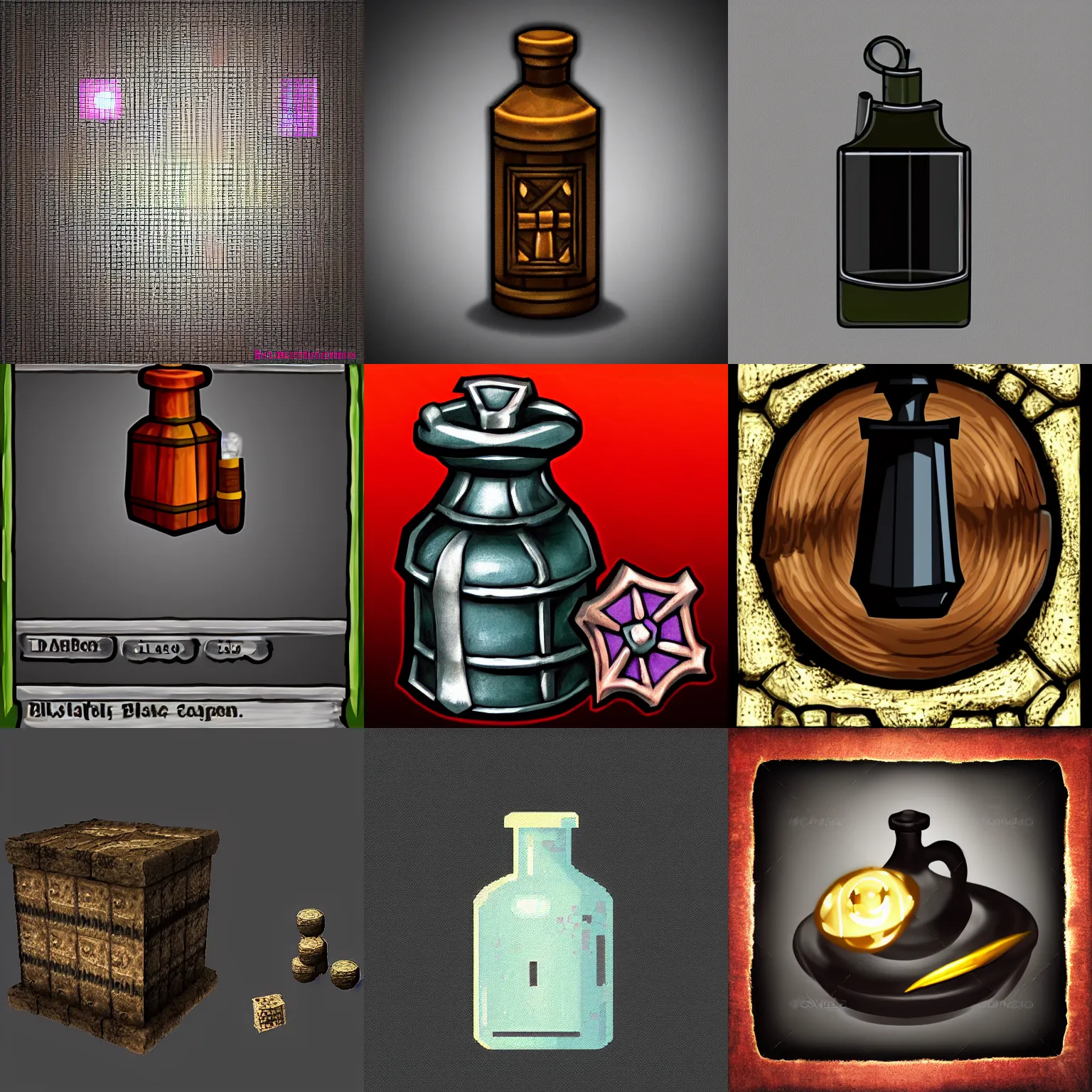 Prompt: potion item, black background, rpg