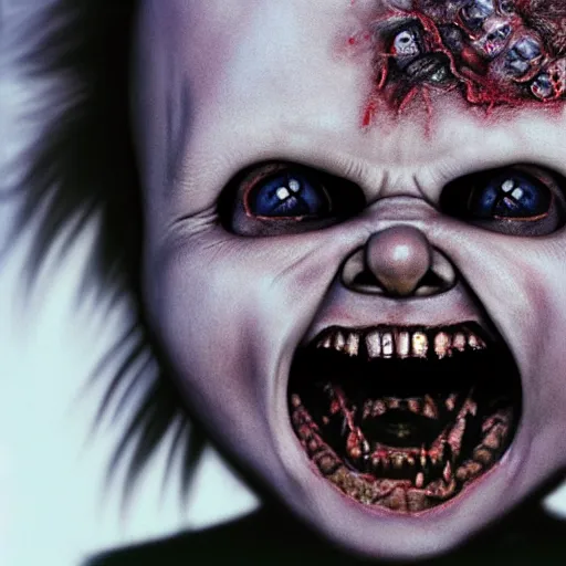 Image similar to portrait of chucky, horror, intricate artwork, concept art, octane render, deviantart, cinematic, key art, hyperrealism, iridescent accents, portrait photograph, nikon 3 5 mm, photograph by greg rutkowski