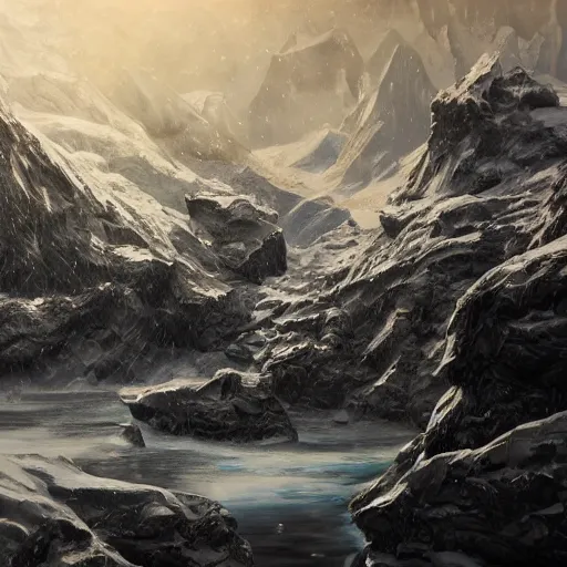 Image similar to menacing absence pathfinder Antarctica glacial cult incomprehensible topology ambience, realistic fantasy, oil painting, extremely high detail, photorealistic, cinematic lighting, oil painting, intricate line drawings, 4k resolution