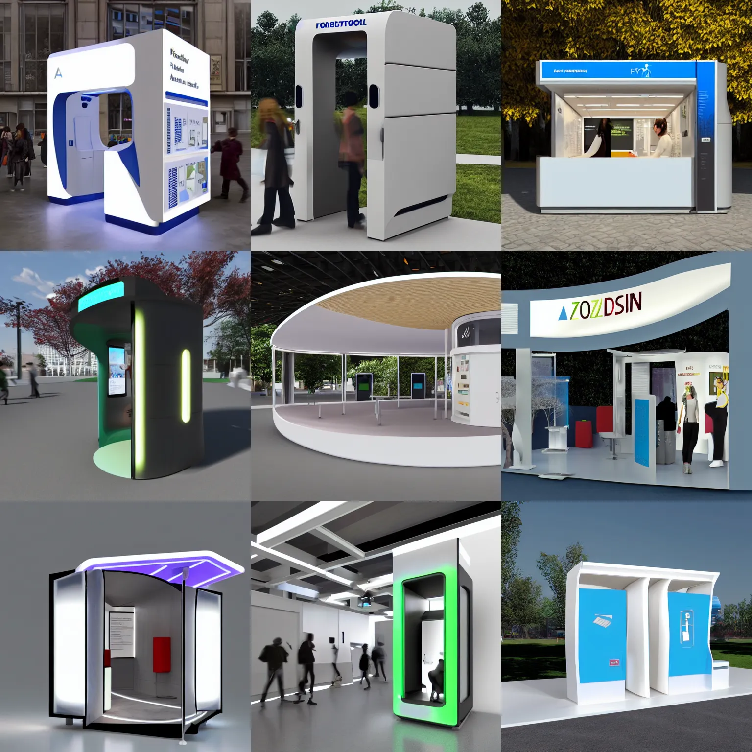Prompt: a futuristic kiosk fzd school of design