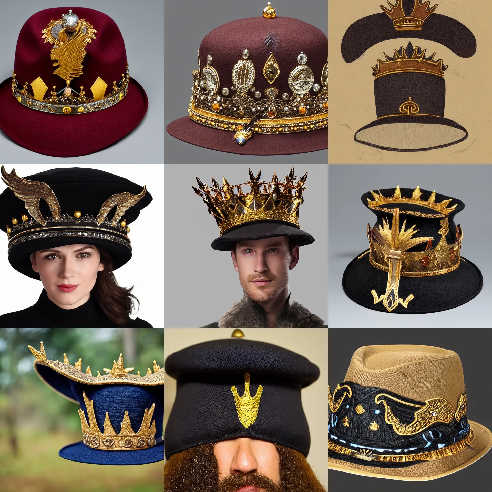 Prompt: the official hat of the mysterious east, the crown is very high, and two hat wings are extended on both sides of the hat