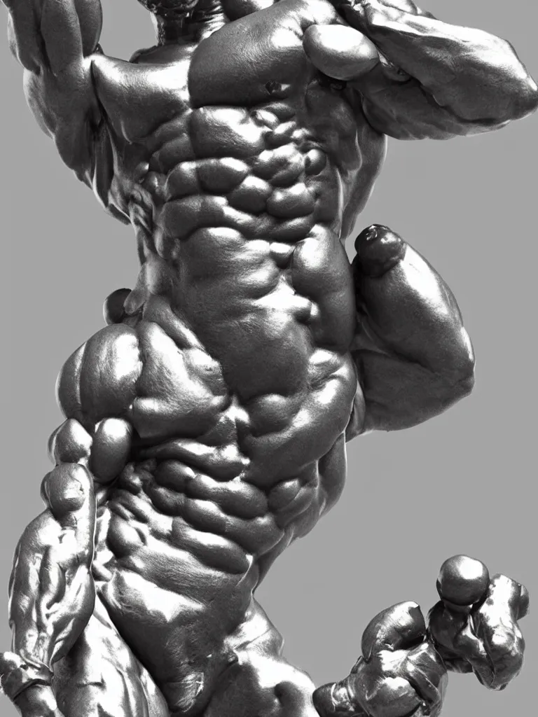 Prompt: a marble statue of Ronnie Coleman by Michaelangelo