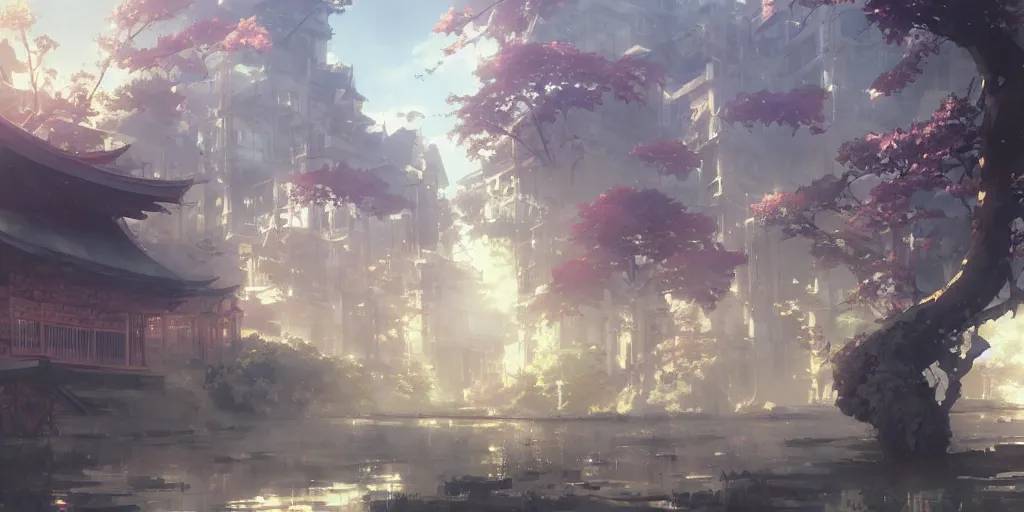 Image similar to anime kyoto animation key by greg rutkowski