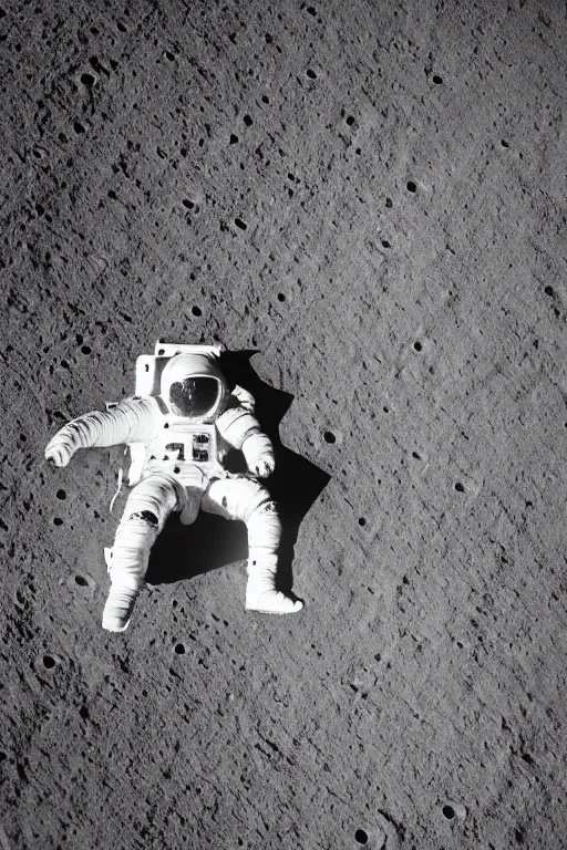 Image similar to A cinematic film still of an astronaut on the surface of the Moon. DSLR photograph, professional composition, award-winning, stunning detail, crisp shadows.