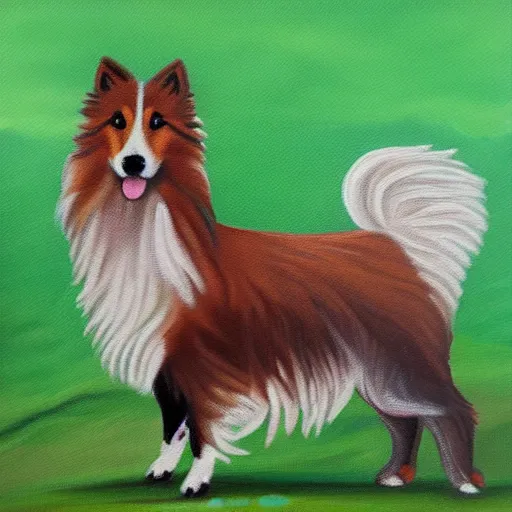 Prompt: a painting of a shetland sheepdog by Patrice muricano