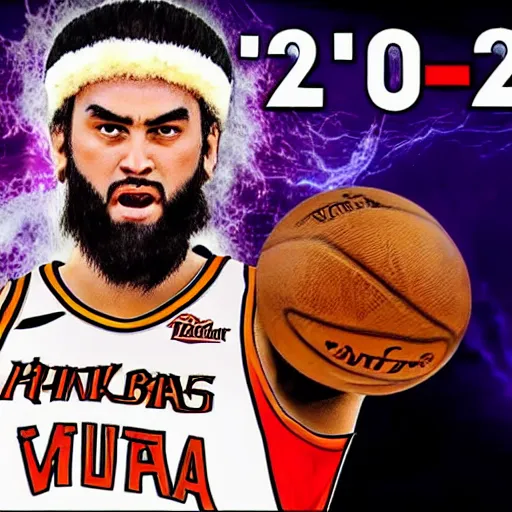 Image similar to youtube livestream of attila the hun playing nba 2 k 2 2