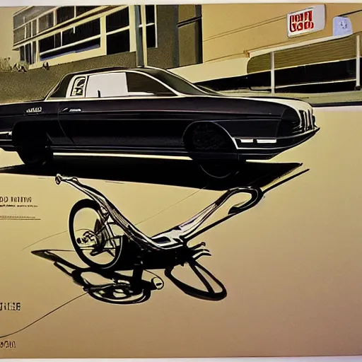 Prompt: car unicycle, painted by syd mead, high quality