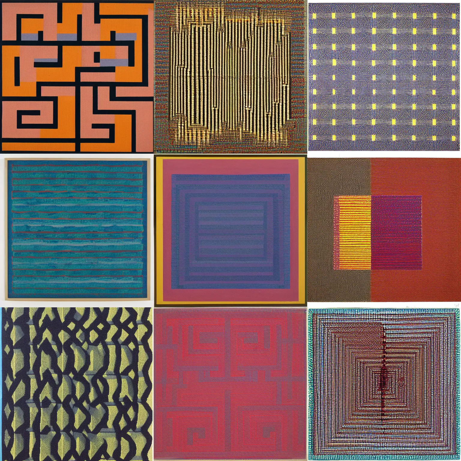 Prompt: Brahmastra by Anni Albers, oil on canvas
