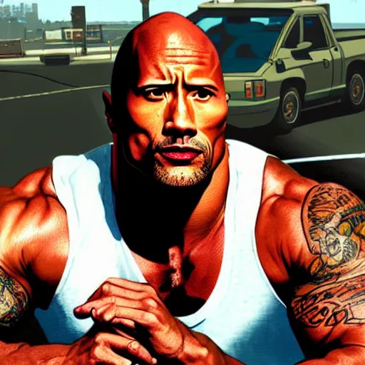 Image similar to dwayne johnson as gta art