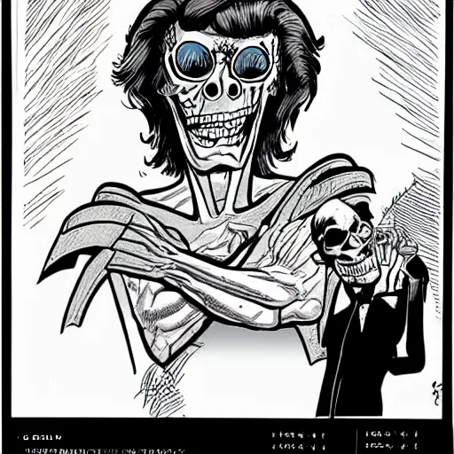 Image similar to larry - king as skeletor comic - book drawing from mad - magazine